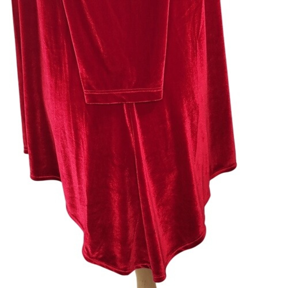 Kate & Mallory Red Velour Cold Shoulder‎ Top - Picture 6 of 12